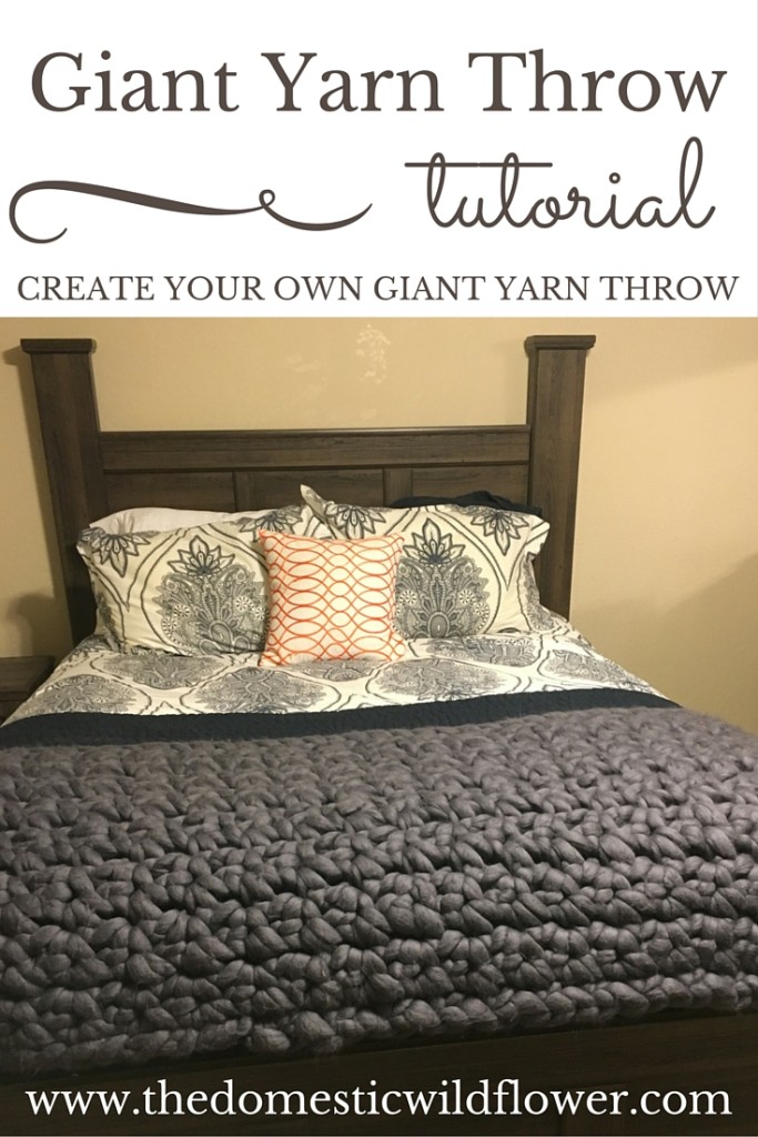 Giant Yarn Throw Tutorial | A Domestic Wildflower click to read the full tutorial for how to make your own knitted or crocheted giant yarn throw including a pattern and sources for beautiful wool yarn!
