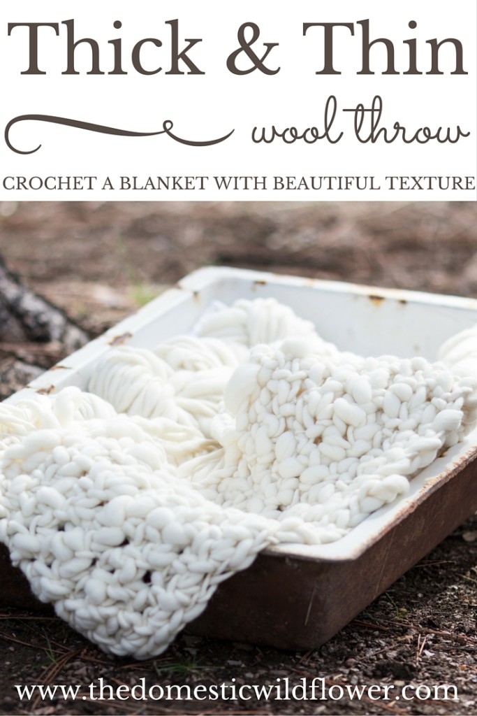 How to Crochet a Thick and Thin Giant Yarn Blanket | A Domestic Wildflower click through to read the tutorial for creating your own chunky knit or crochet blanket. This post includes a free pattern too!