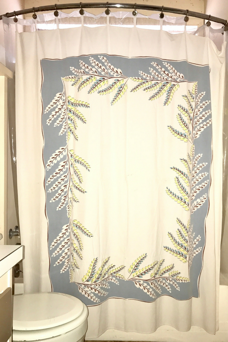 How to Make a Shower Curtain with a Vintage Tablecloth