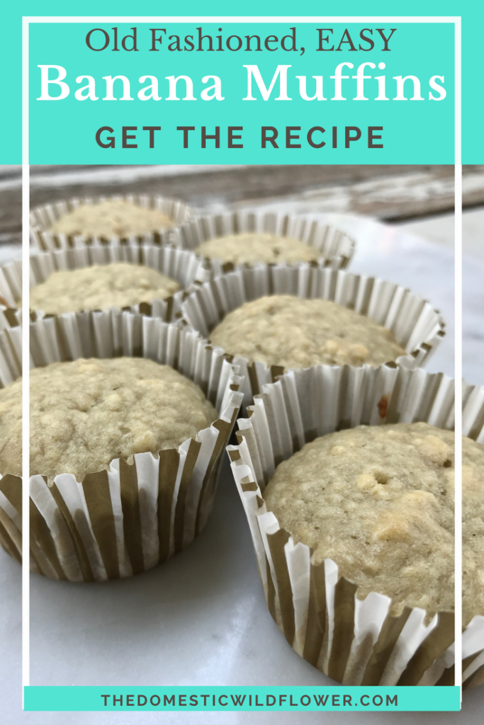 Best Old Fashioned Banana Muffin Recipe | Get the free recipe download for this fast, easy, and healthy recipe! This girl explains how to use up those frozen bananas in your freezer- totally making these. So delish! #homemade 