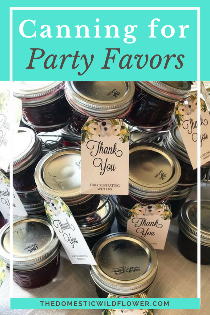 Canning For Party Favors | Read how you can preserve jam, salsa, and other delicious treats easily for the guests at your next bridal shower, baby shower, or other party! Canning for party favors is genius- it saves time and money and is beautiful!