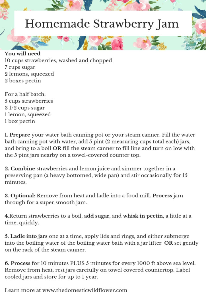 Strawberry Jam Recipe | The Domestic Wildflower Canning Recipe